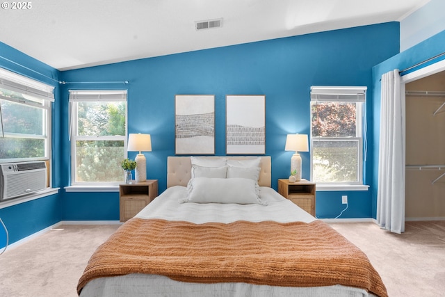 1601 NW 2nd Ave, Battle Ground, WA 98604 - carpeted bedroom with vaulted ceiling, baseboards, a closet, and cooling unit