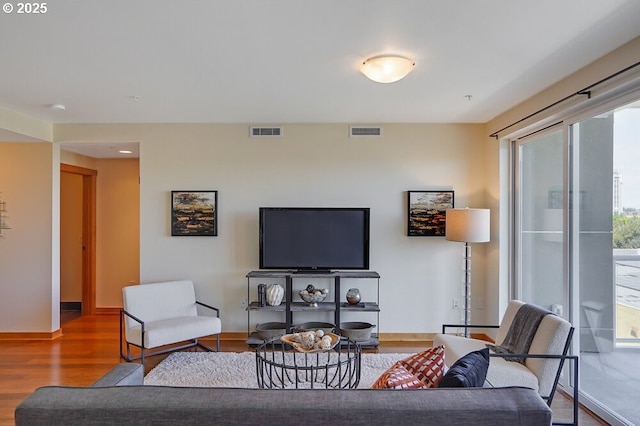 living room featuring hardwood / wood-style floors