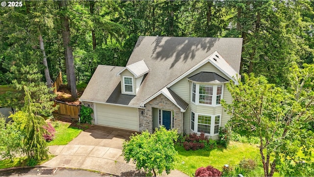 8503 SE 139th Ct, Portland, OR 97236 - view of front of property with stone siding and driveway