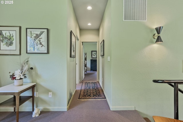 91060 Leashore Dr, Vida, OR 97488 - corridor featuring carpet floors, baseboards, and recessed lighting