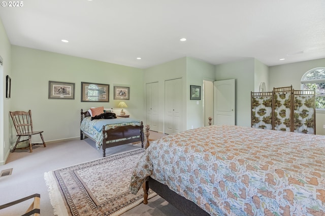 91060 Leashore Dr, Vida, OR 97488 - carpeted bedroom featuring recessed lighting, baseboards, and multiple closets