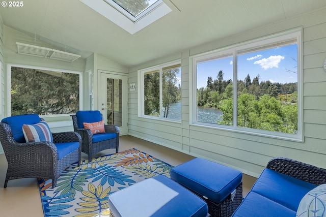 91060 Leashore Dr, Vida, OR 97488 - sunroom featuring a skylight and lofted ceiling