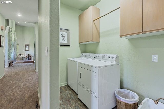 91060 Leashore Dr, Vida, OR 97488 - laundry room featuring cabinet space, washer and clothes dryer, and baseboards