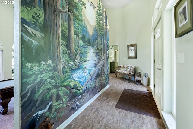 91060 Leashore Dr, Vida, OR 97488 - corridor with carpet floors and a high ceiling