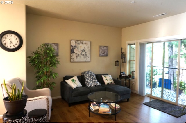 living area featuring wood finished floors