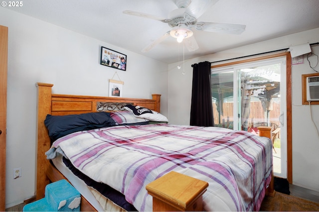 638 SE Polk St, Camas, WA 98607 - bedroom featuring access to outside, a ceiling fan, and an AC wall unit
