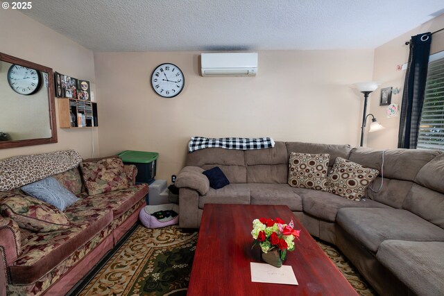 638 SE Polk St, Camas, WA 98607 - living area featuring a wall mounted AC and a textured ceiling