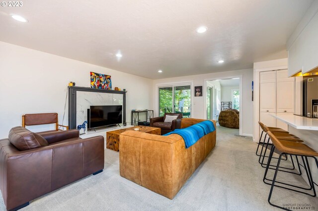 2022 Floral Hill Dr, Eugene, OR 97403 - living room featuring light carpet and recessed lighting