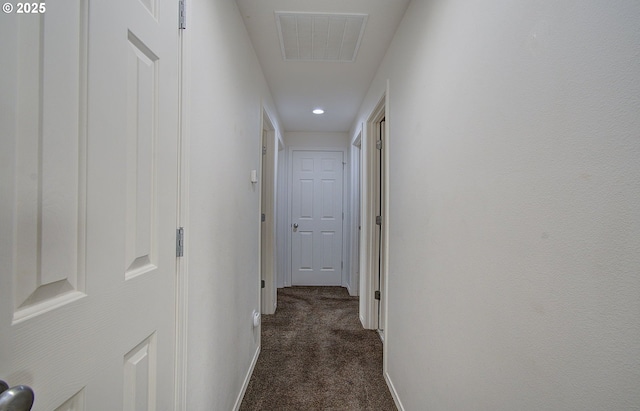 806 NW 15th Ave, Battle Ground, WA 98604 - hallway featuring dark carpet, baseboards, and recessed lighting