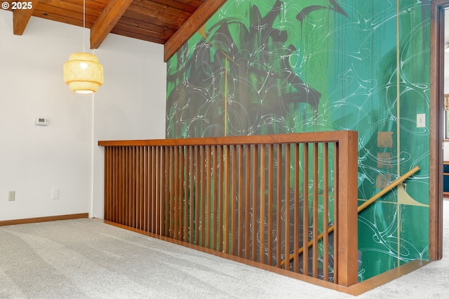 1940 SW 71st Ave, Portland, OR 97225 - interior space featuring wooden ceiling with exposed beams, carpet, and baseboards