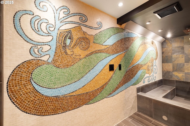 1940 SW 71st Ave, Portland, OR 97225 - full bath featuring recessed lighting, wood finished floors, and tiled shower