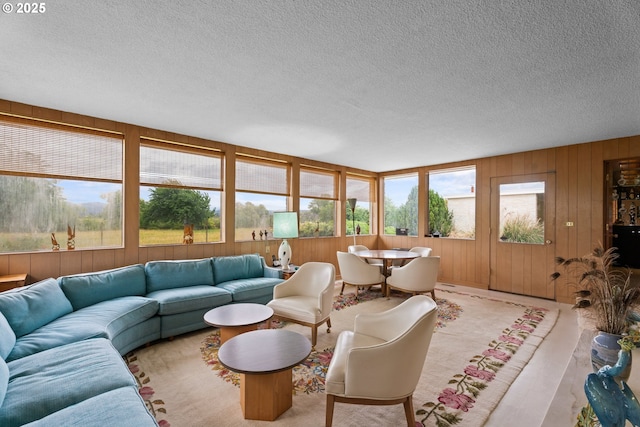 53767 E Honeyman Rd, Scappoose, OR 97056 - living area with a textured ceiling and wood walls