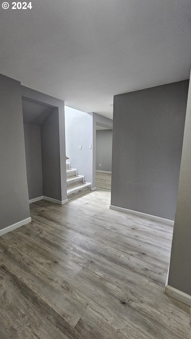 spare room featuring wood-type flooring