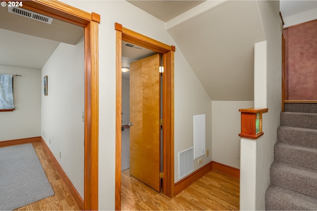 1650 Leatherwood Dr, Eugene, OR 97405 - staircase featuring visible vents, wood finished floors, and baseboards