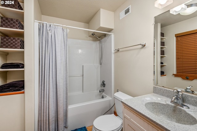 1650 Leatherwood Dr, Eugene, OR 97405 - full bathroom with visible vents, shower / tub combo with curtain, toilet, and vanity