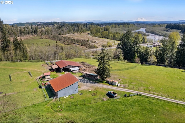 aerial view featuring a rural view