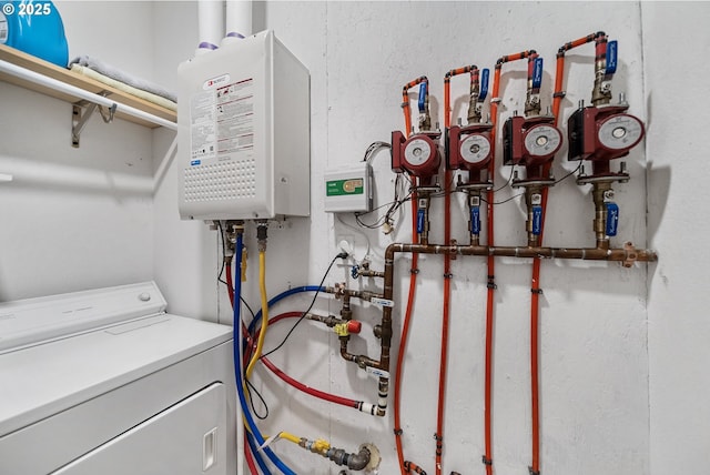 utilities featuring washer / dryer and water heater