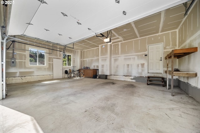 garage with a garage door opener