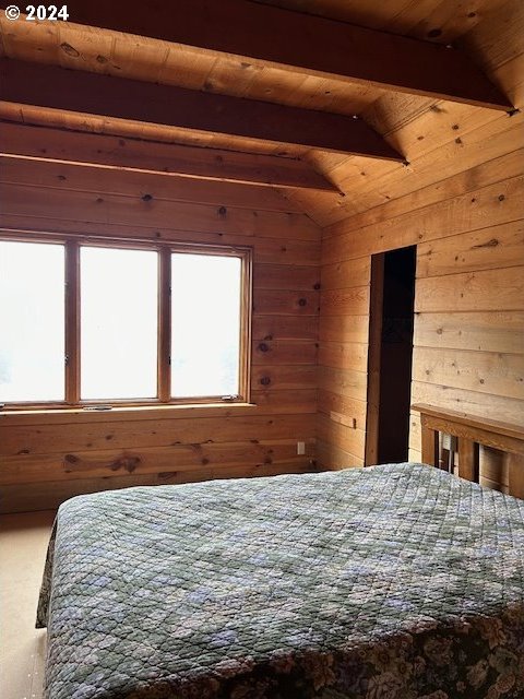 60327 Lower Divide Rd, Joseph, OR 97846 - bedroom with wood walls and wooden ceiling