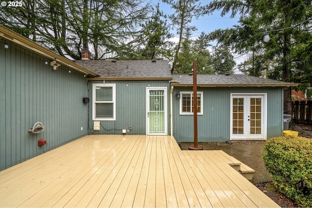 wooden terrace with french doors