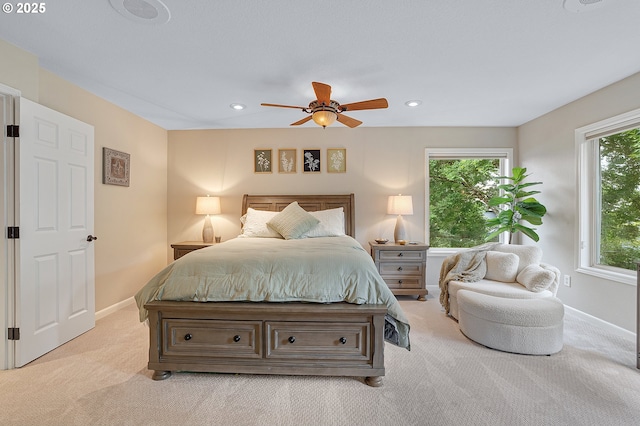 15137 SW Peachtree Dr, Portland, OR 97224 - bedroom with light colored carpet, recessed lighting, and ceiling fan
