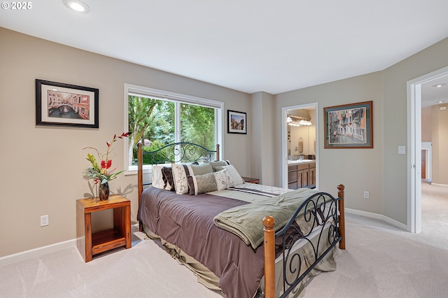 15137 SW Peachtree Dr, Portland, OR 97224 - bedroom with light colored carpet, recessed lighting, and ensuite bathroom
