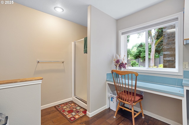 15137 SW Peachtree Dr, Portland, OR 97224 - bathroom with a stall shower and wood finished floors
