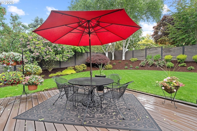15137 SW Peachtree Dr, Portland, OR 97224 - deck with outdoor dining area and a fenced backyard
