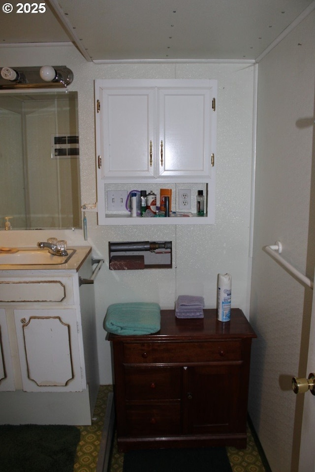 bathroom with vanity and tile patterned floors