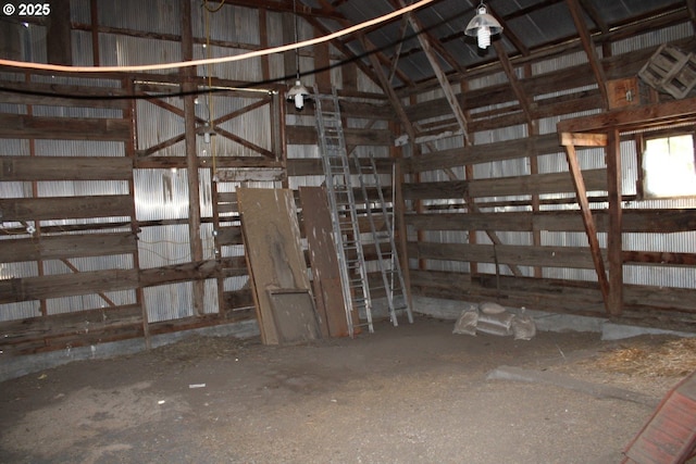 misc room with lofted ceiling