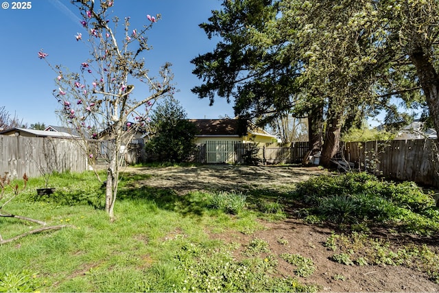 view of yard featuring a fenced backyard