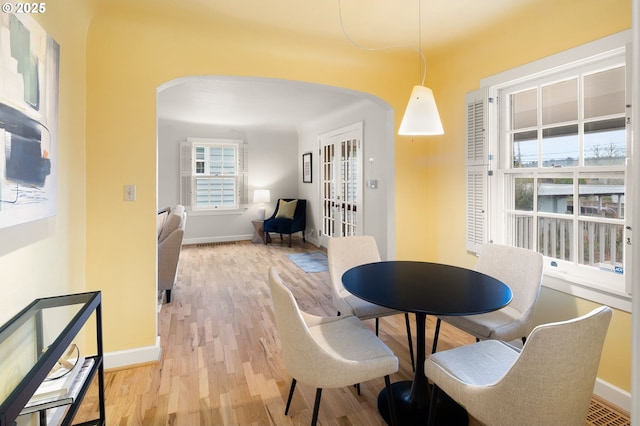 dining area featuring light hardwood / wood-style floors