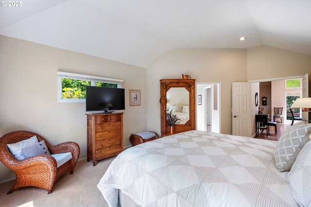11315 NW Reeves St, Portland, OR 97229 - bedroom featuring lofted ceiling and light colored carpet