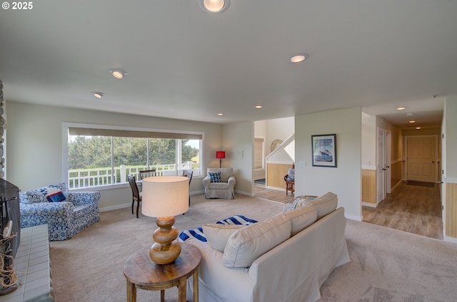 4830 Butterfly Ln, Gearhart, OR 97138 - carpeted living room featuring baseboards and recessed lighting