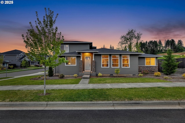 5719 N 87th Ave, Camas, WA 98607 - view of front of house with stone siding and a yard