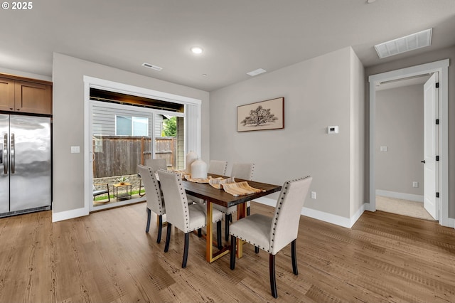 5719 N 87th Ave, Camas, WA 98607 - dining area featuring baseboards, light wood-style flooring, and recessed lighting