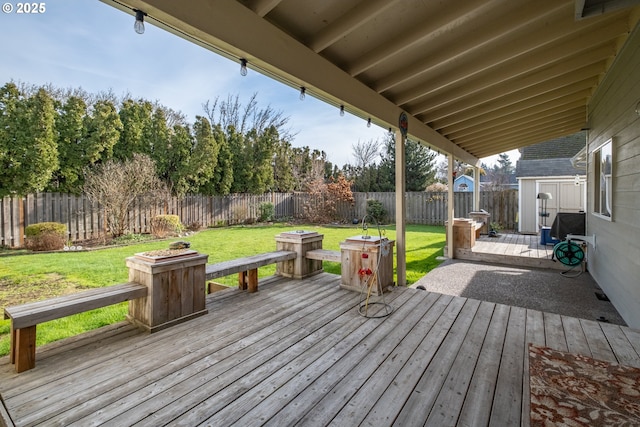 deck featuring a lawn