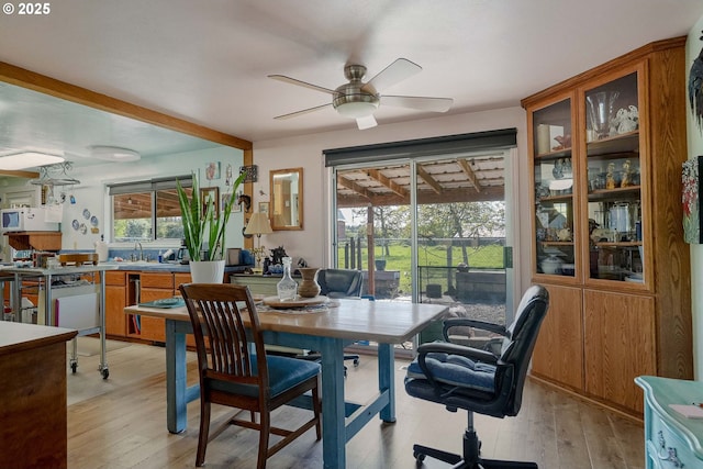 41108/41100 Oupor Dr, Scio, OR 97374 - dining space featuring ceiling fan and light wood-type flooring
