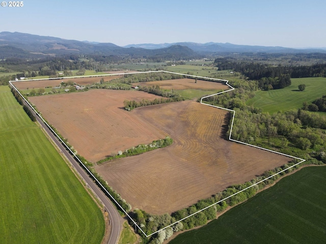 41108/41100 Oupor Dr, Scio, OR 97374 - aerial view of sparsely populated area with property parcel outlined and a mountain backdrop