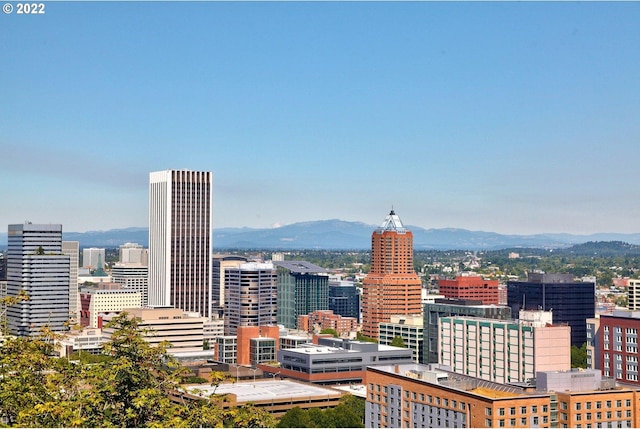 view of city featuring a mountain view