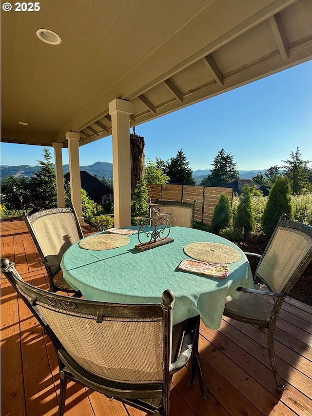 6189 Forest Ridge Dr, Springfield, OR 97478 - wooden terrace with a mountain view