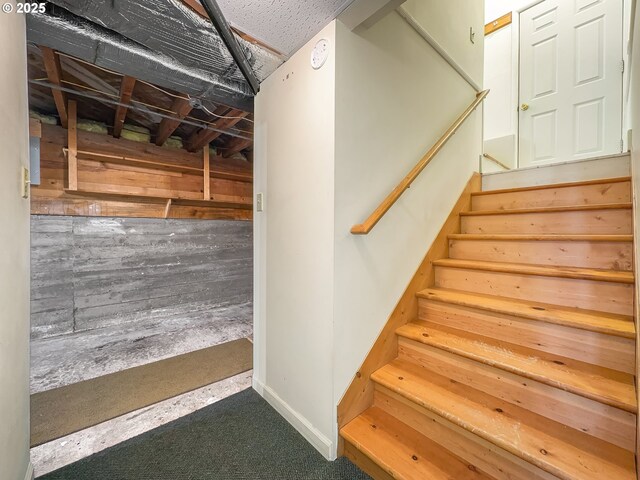 stairway with carpet floors