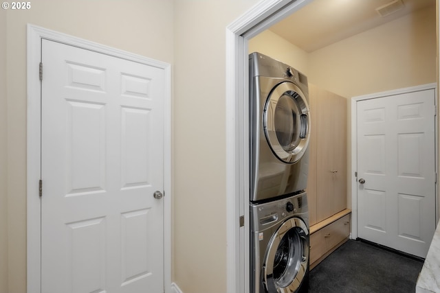 1916 NW Runnymeade Ct, Portland, OR 97229 - washroom with stacked washer / dryer