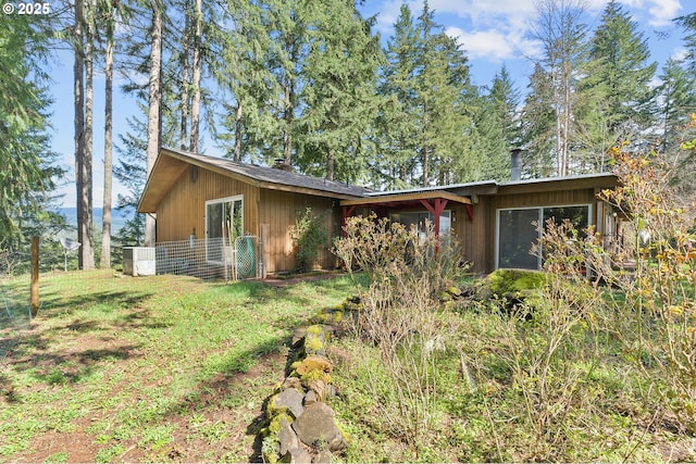 single story home with central AC unit