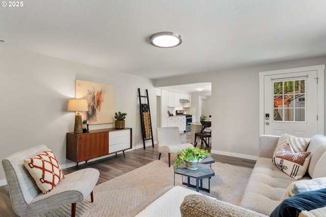 living room featuring baseboards and wood finished floors