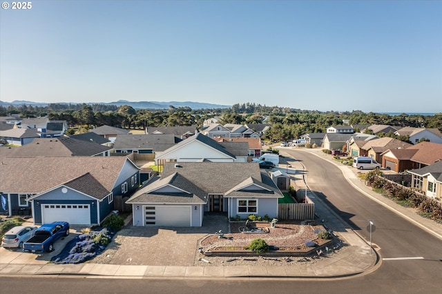 birds eye view of property with a residential view
