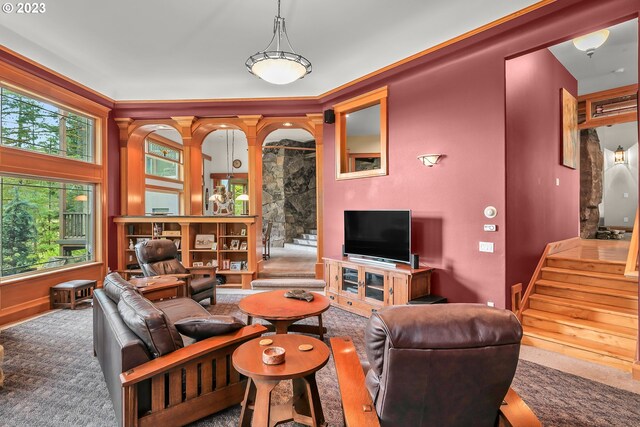 22091 S Ridge Rd, Oregon City, OR 97045 - living room with carpet flooring and plenty of natural light