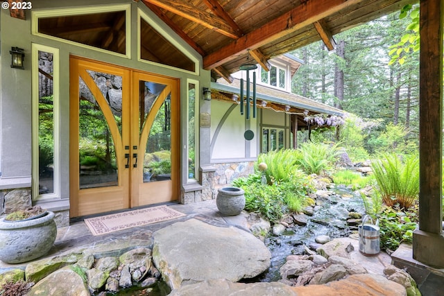 22091 S Ridge Rd, Oregon City, OR 97045 - view of terrace with french doors and a water view