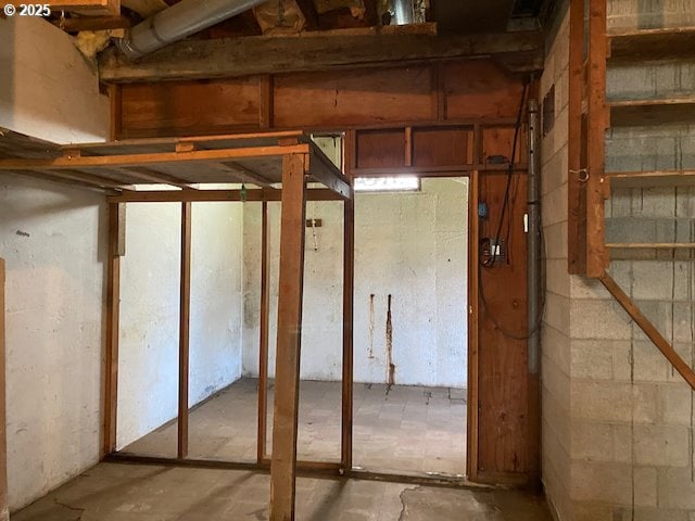 view of unfinished basement