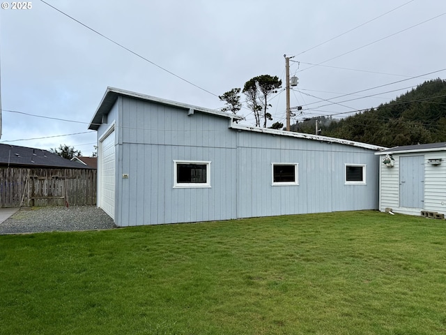 rear view of house featuring a lawn